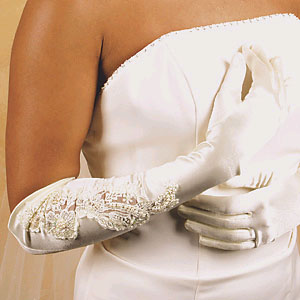 IVORY SATIN GLOVE  BY WEDDING FACTORY DIRECT