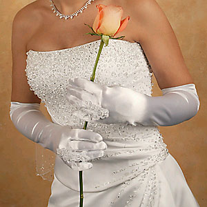 SATIN RING FINGER GLOVE  BY
WEDDING FACTORY DIRECT
