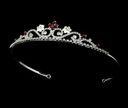 SILVER  &amp; RED TIARA