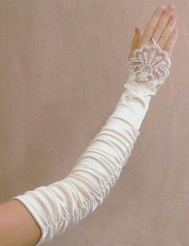 IVORY SATIN FINGERLESS GLOVES