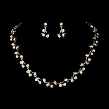 Elegant Gold & Crystal Bridal Jewelry Set