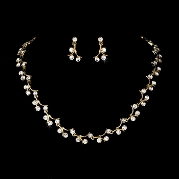 Elegant Gold &amp; Crystal Bridal Jewelry Set