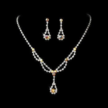 Silver AB Rhinestone Bridal Jewelry Set