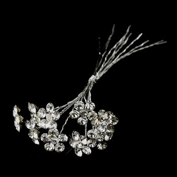 Silver Clear Crystal Flower Bridal Bouquet Jewelry