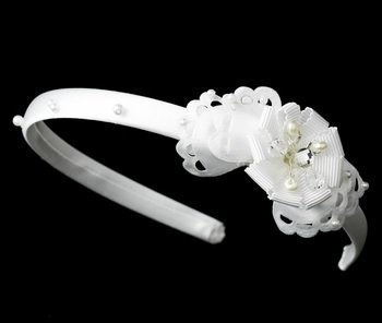 Ivory Bridal Headband with Flower Side Accent