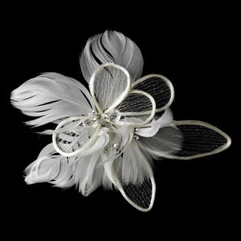 Fabulous Flower Bridal Hair Comb w/ Feathers by
WEDDING FACTORY DIRECT