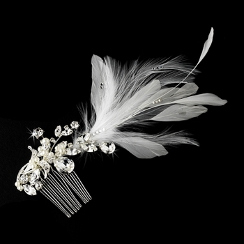 Vintage Bridal Comb w/ White Feathers by
WEDDING FACTORY DIRECT