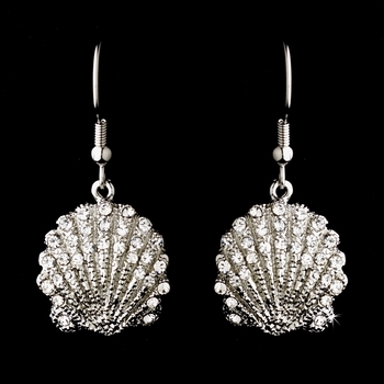 Silver Clear Sea Shell Earring Set