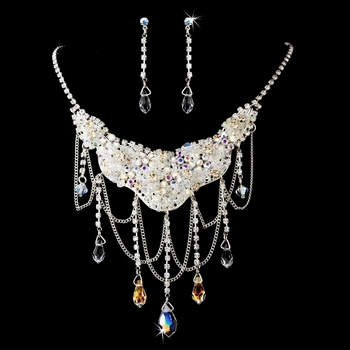 Silver AB Necklace Earring
