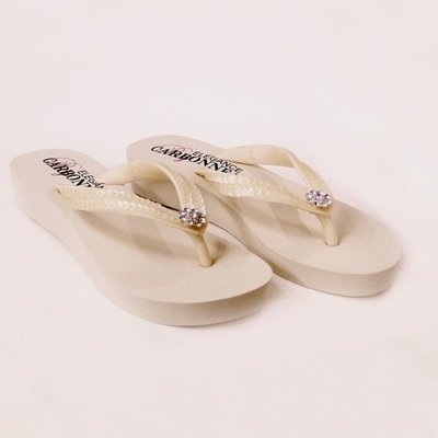 Summer ~ Low Heel Ivory Flip Flops