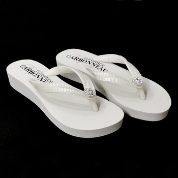 Sunshine ~ Low Heel White  Flip Flops