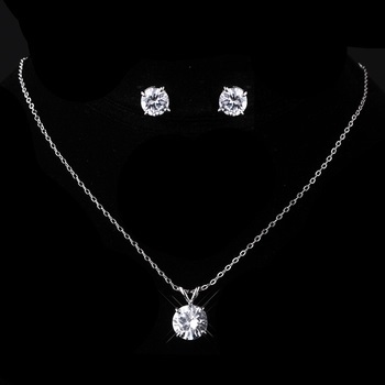 Silver Clear CZ Necklace &amp;  Earring Set