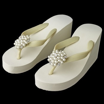 Flower Cluster Rhinestone and  Pearl High Wedge