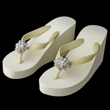 Flower Rhinestone High Wedge