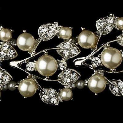 Silver Diamond White Necklace &amp; Earrings Jewelry Set