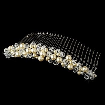 Champagne Pearls &amp; Swarovski Crystals Bridal Comb