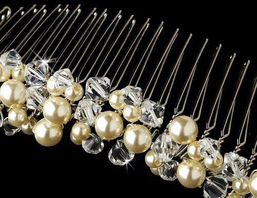 Champagne Pearls & Swarovski Crystals Bridal Comb