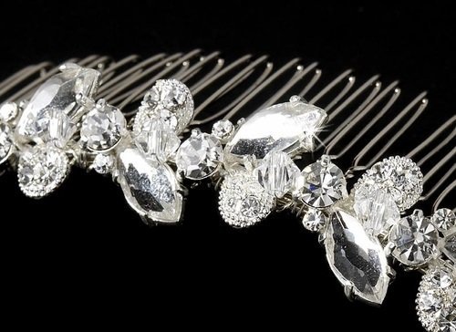 Rhinestone &amp; Swarovski Crystal Flower Bridal Comb