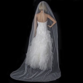 Single Tier Cathedral Veil with Crystal Rhinestone & Beaded Edge