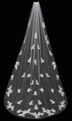 Single Tier Cathedral Veil with Flowers