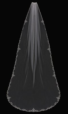 Single Tier Cathedral Veil with embroidered lace edge