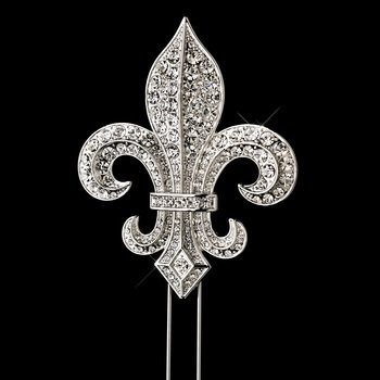 Rhinestone Encrusted Fleur De Lis Cake Topper