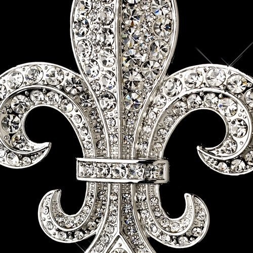 Rhinestone Encrusted Fleur De Lis Cake Topper
