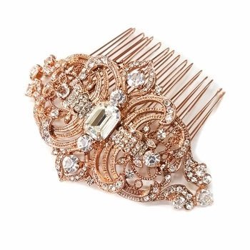 Rose Gold Clear Rhinestone Hair Comb