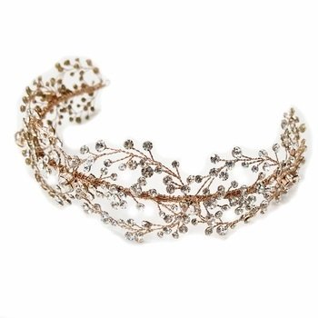 Rose Gold Clear Rhinestone Hair Vine Headband