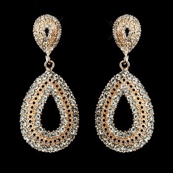 Rose Gold Plated Clear Rhinestone Earrings