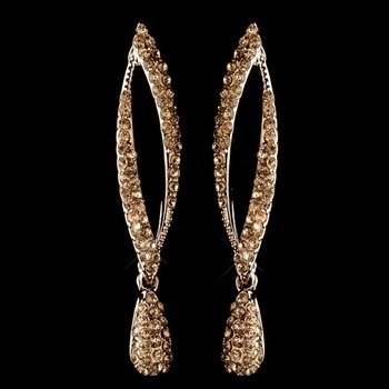 Rose Gold Rhinestone Dangle Earrings
