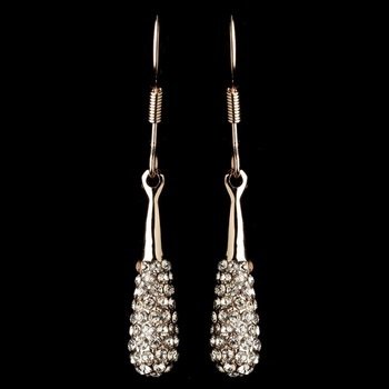 Rose Gold Pave CZ Crystal Teardrop Hook Dangle Earrings
