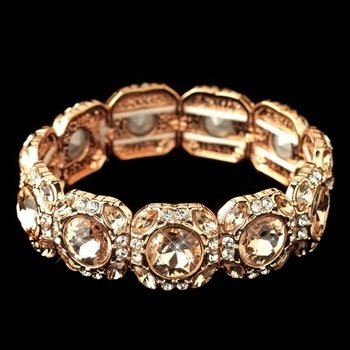 Rose Gold Clear Rhinestone Stretch Bracelet