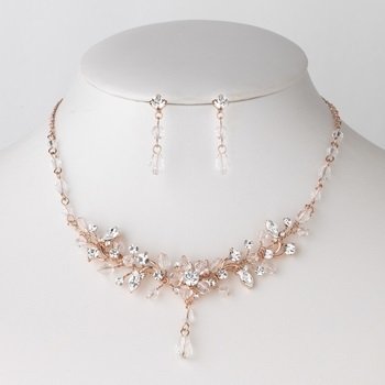 Rose Gold Swarovski Crystal Bridal Wedding Jewelry