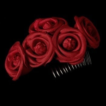 Charming Red Flower Bridal Hair Comb