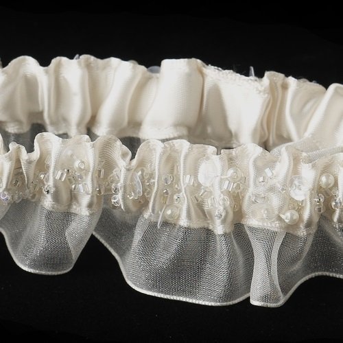 Organza  Garter with Bugle Beads &amp; Sequence