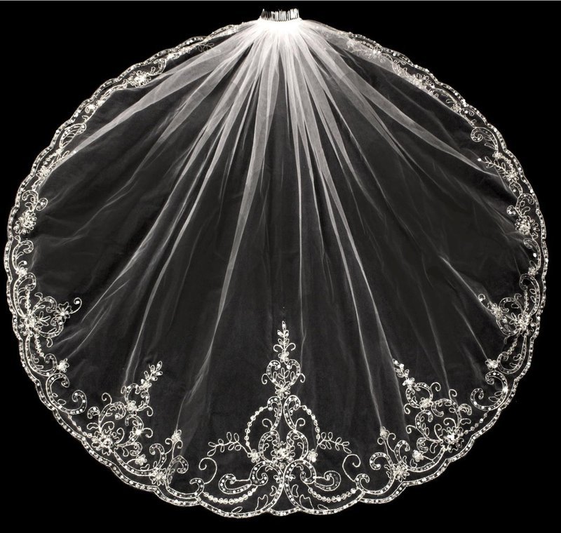 Exquisite Silver Thread Veil