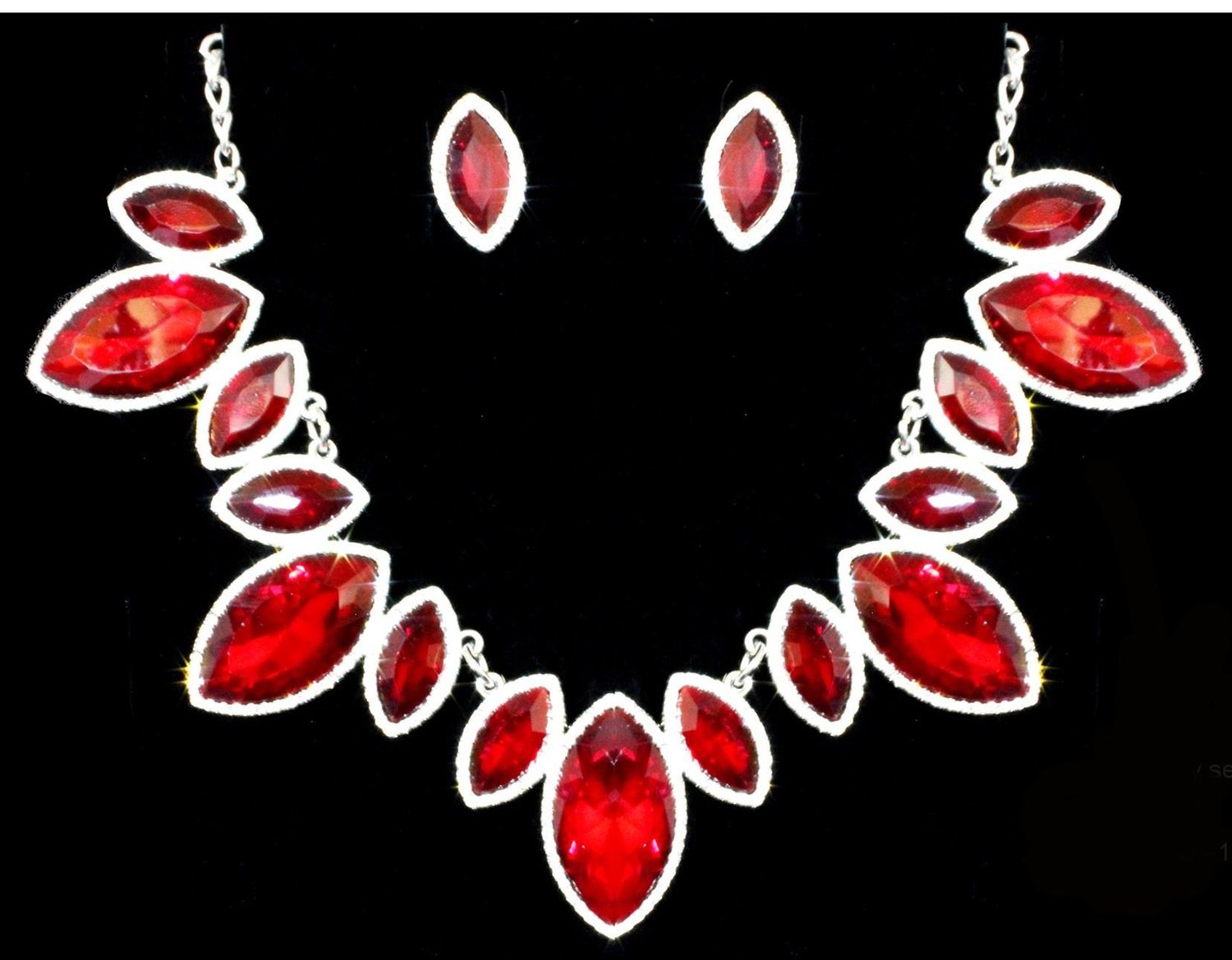 Necklace Set-Pear Shape Stones RED