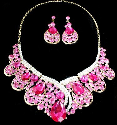 Pink Stone Necklace Set