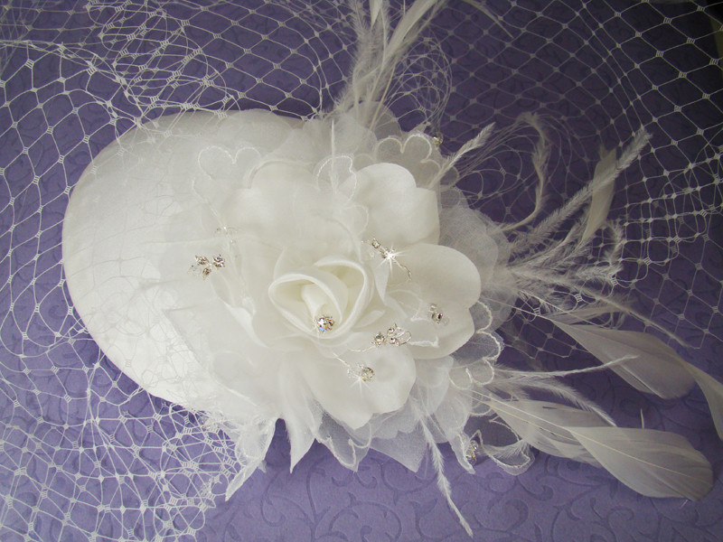 Vintage Bridal Hat w/ Bird Cage Face Veil