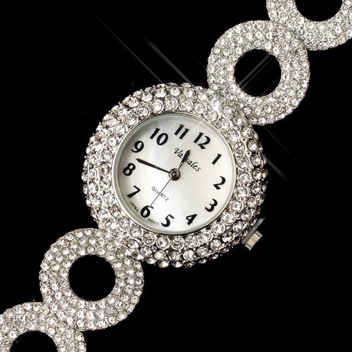 Silver Clear Circle Pave Rhinestone