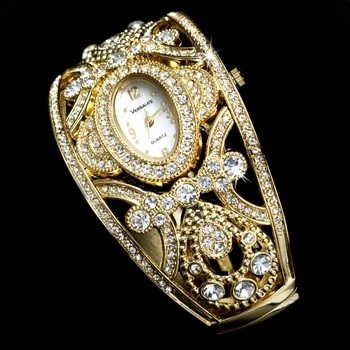 Gold Rhinestone Crystal Bridal Watch