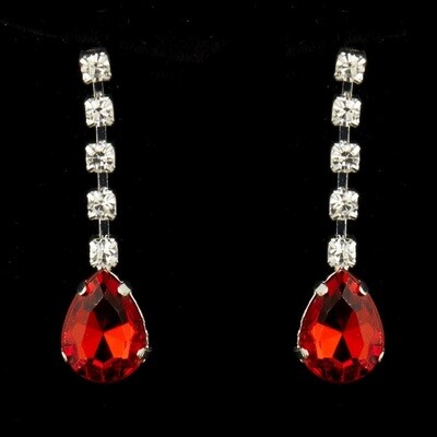 Red Rhinestone Necklace & Earrings