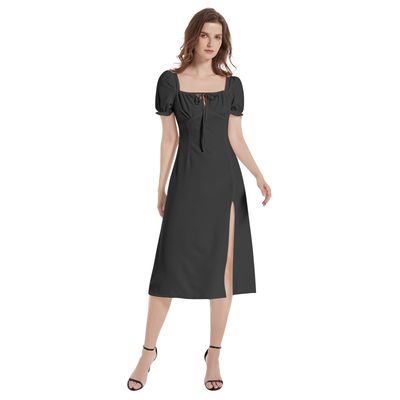 PUFF SLEEVE MID TIGH MIDI DRESS