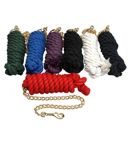 Cotton Lead Rope with 20" Brass Plated Chain