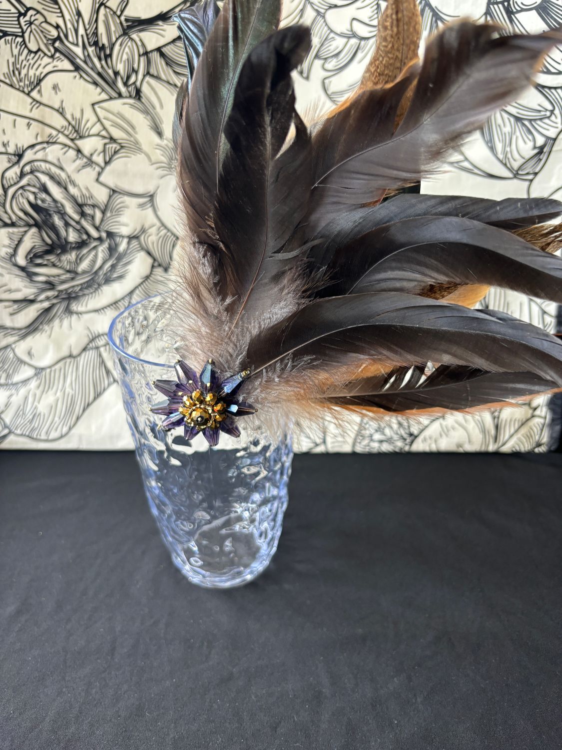 Brown Feather Navy Gem