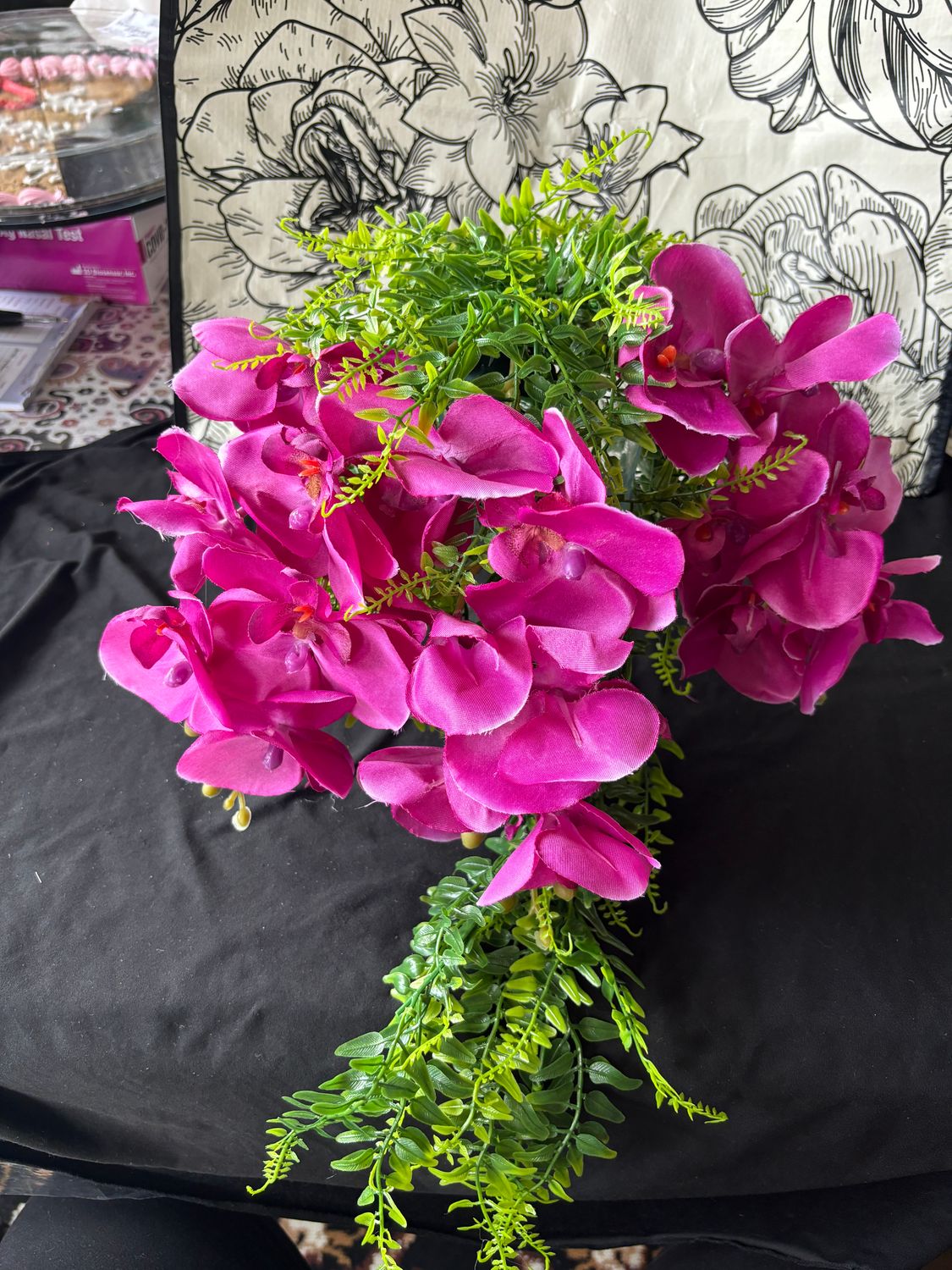 Fuscia Orchid and ferns