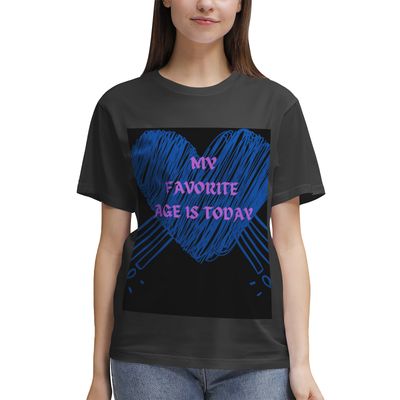 COTTON CHEERFUL BIRTHDAY T-SHIRT CAPTION