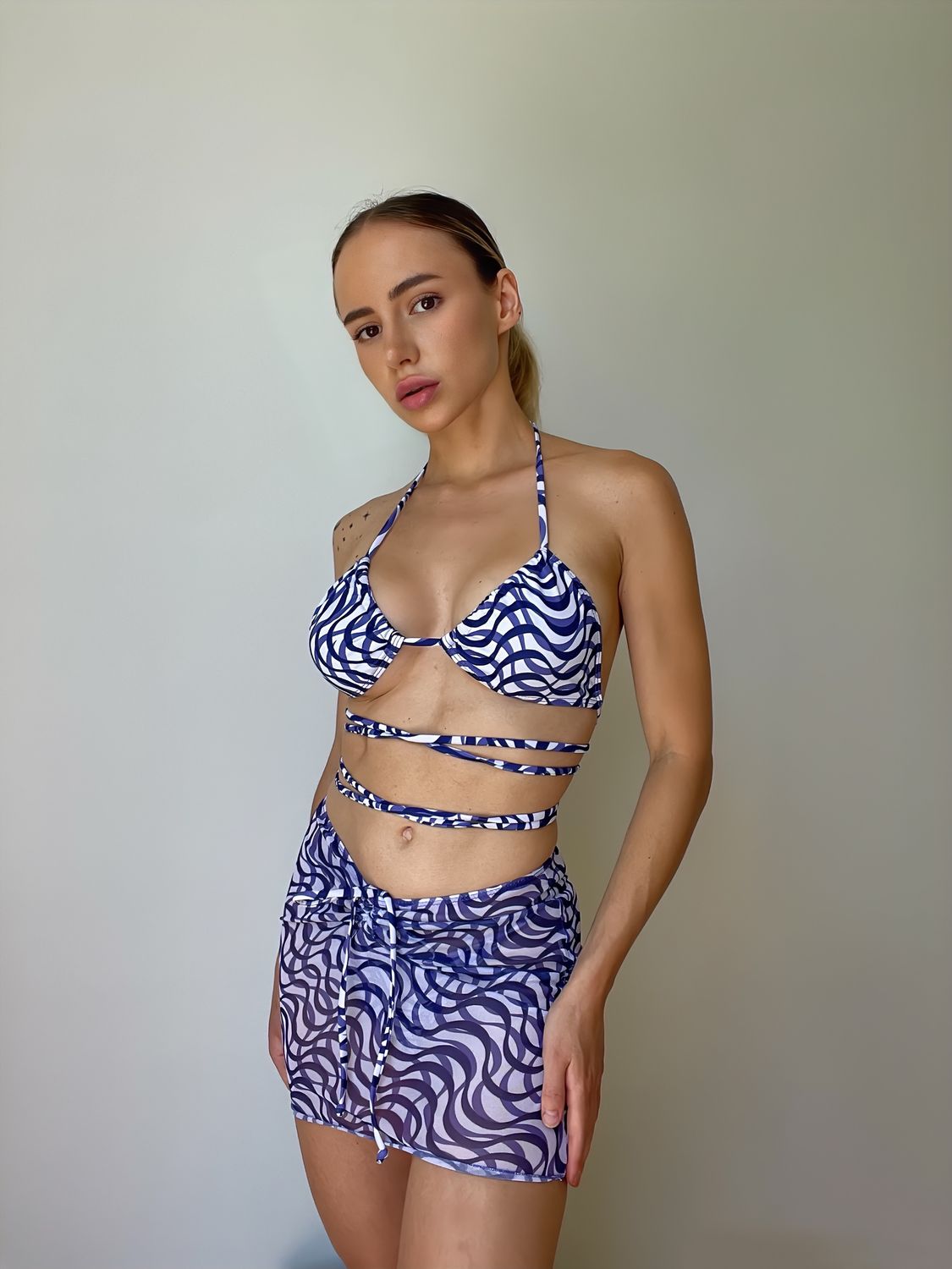 FALDA PAREO OLAS AZUL