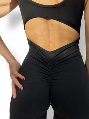 MONO CORTO FRUNCIDO GYM YOGA NEGRO
